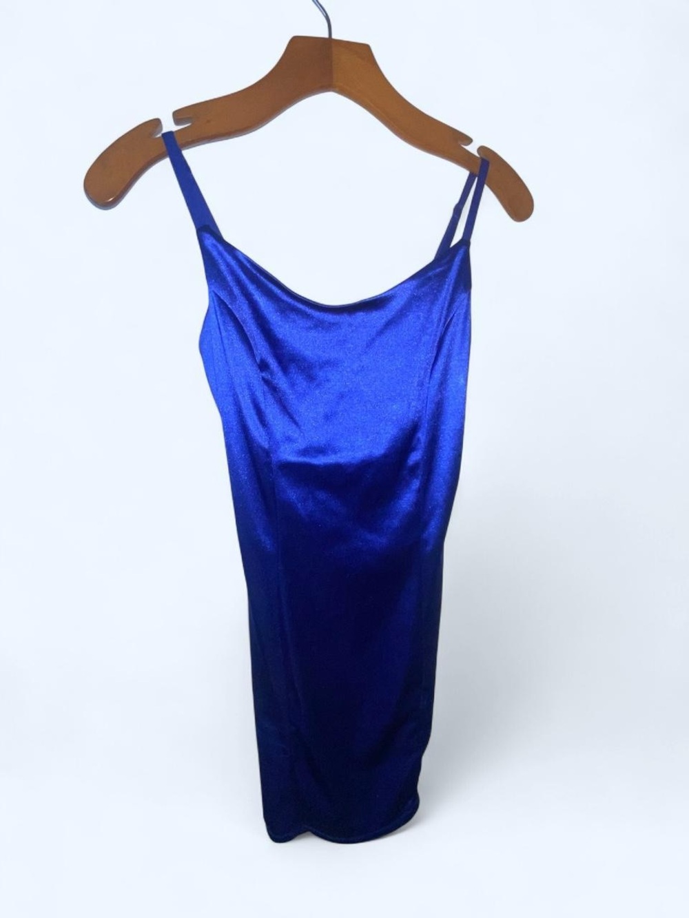 Blue satin slip dress
